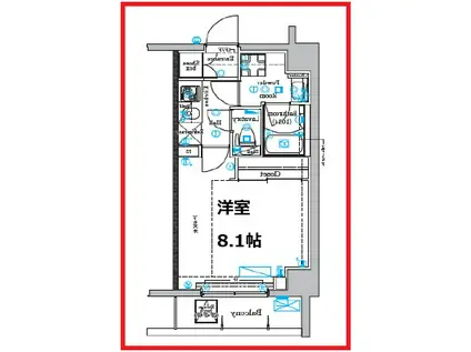 ティップス四ツ木(1K/1階)の間取り写真