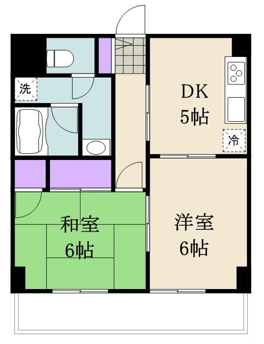 サンハイム原木中山(2DK/5階)の間取り写真