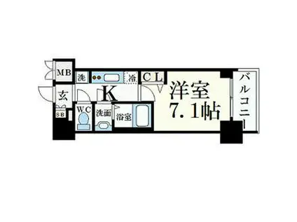 プレサンス桜通ベルノ(1K/14階)の間取り写真