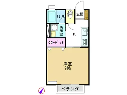 キャッスルハイツ桜町II(1K/2階)の間取り写真