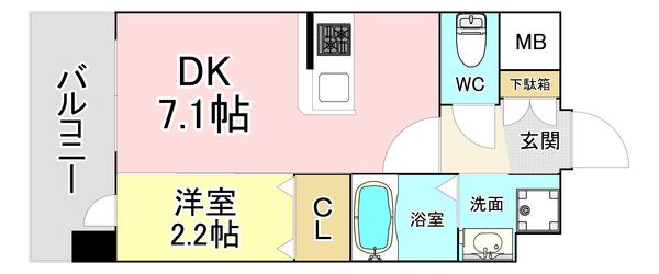 YSP八幡(1DK/6階)の間取り写真
