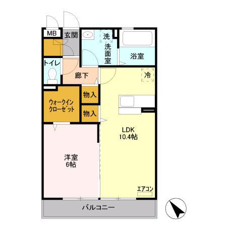 コネサンス(1LDK/3階)の間取り写真