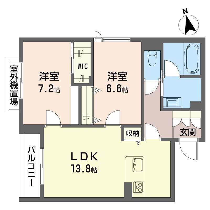 シャーメゾン ルモラ(2LDK/2階)の間取り写真