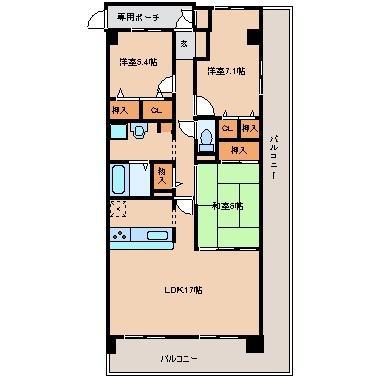 シティオ大津石山(3LDK/3階)の間取り写真
