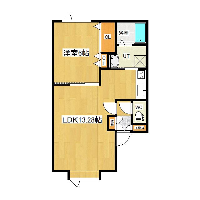 ハーベスト(1LDK/1階)の間取り写真
