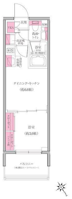 レジディア門前仲町プレイス(1DK/10階)の間取り写真