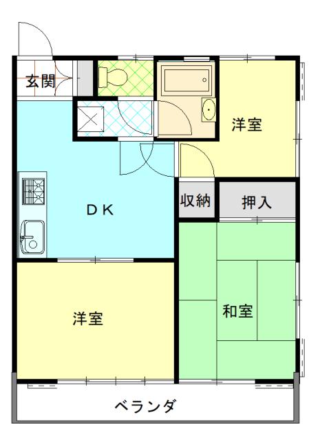 ハイツ中村(3DK/2階)の間取り写真