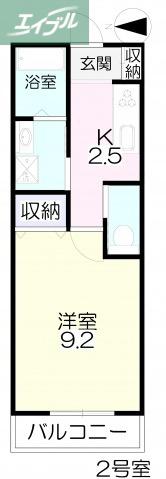 アレスグーテ(1K/2階)の間取り写真