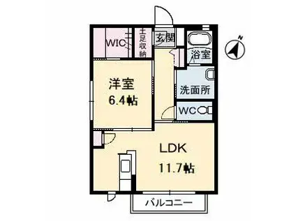 メゾンスカイヒルズC棟(1LDK/2階)の間取り写真