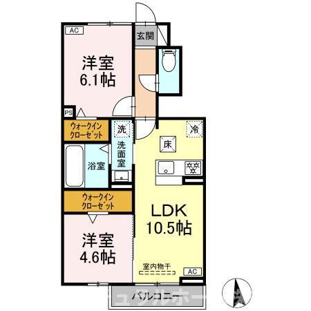 コンフォルト プラス(2LDK/1階)の間取り写真