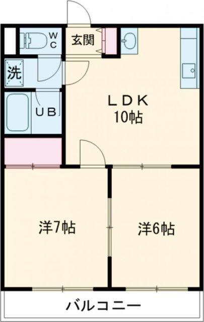 ニュー大寛ハイツ(2LDK/1階)の間取り写真