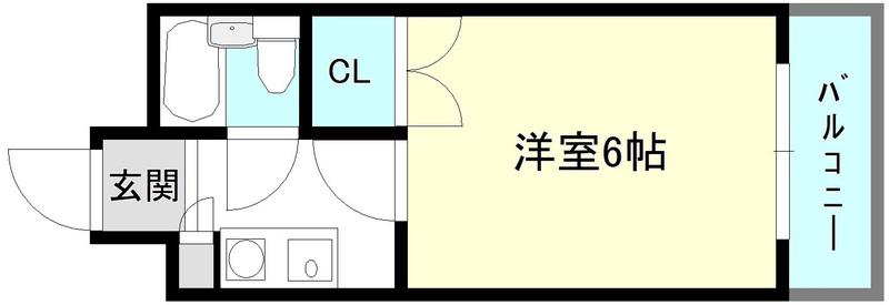 神戸六甲ヒルズ(1K/1階)の間取り写真