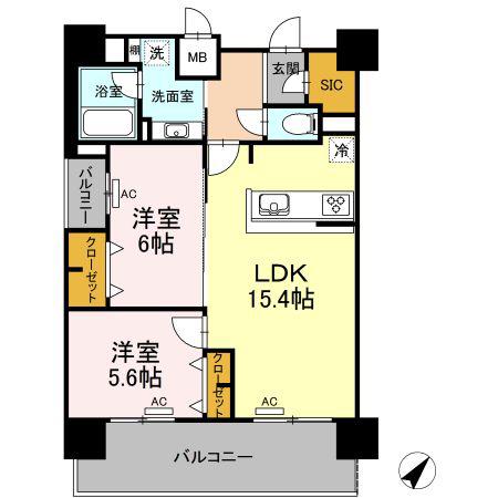 ALOFTII(2LDK/7階)の間取り写真