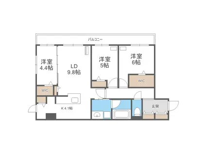 ガーデンクォーツ琴似(3LDK/4階)の間取り写真