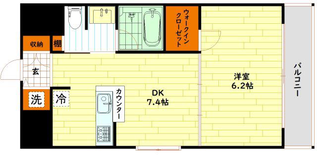 セイワパレス大阪城北(1DK/6階)の間取り写真