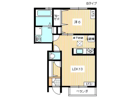 イースクエア新垢田C棟(1LDK/1階)の間取り写真