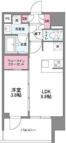 シーズンフラッツ中崎(1LDK/14階)の間取り写真