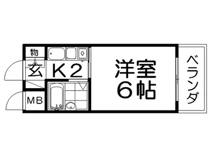 シャトーHAMADA(1K/2階)の間取り写真