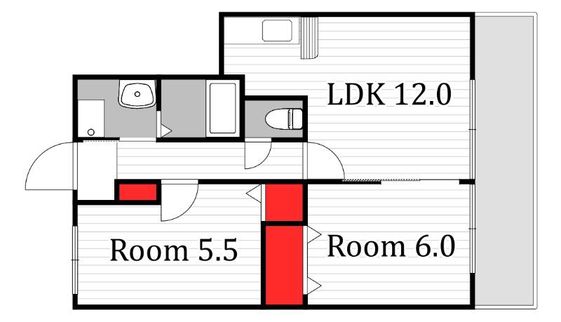 フォブール西市(2LDK/1階)の間取り写真