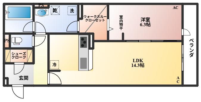 DAIWA CITY NAKASAKURAZUKA(1LDK/1階)の間取り写真