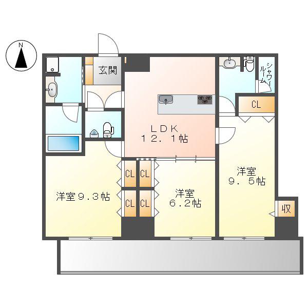さくらHILLS NISHIKI PLATINUM RESIDENCE(3LDK/14階)の間取り写真