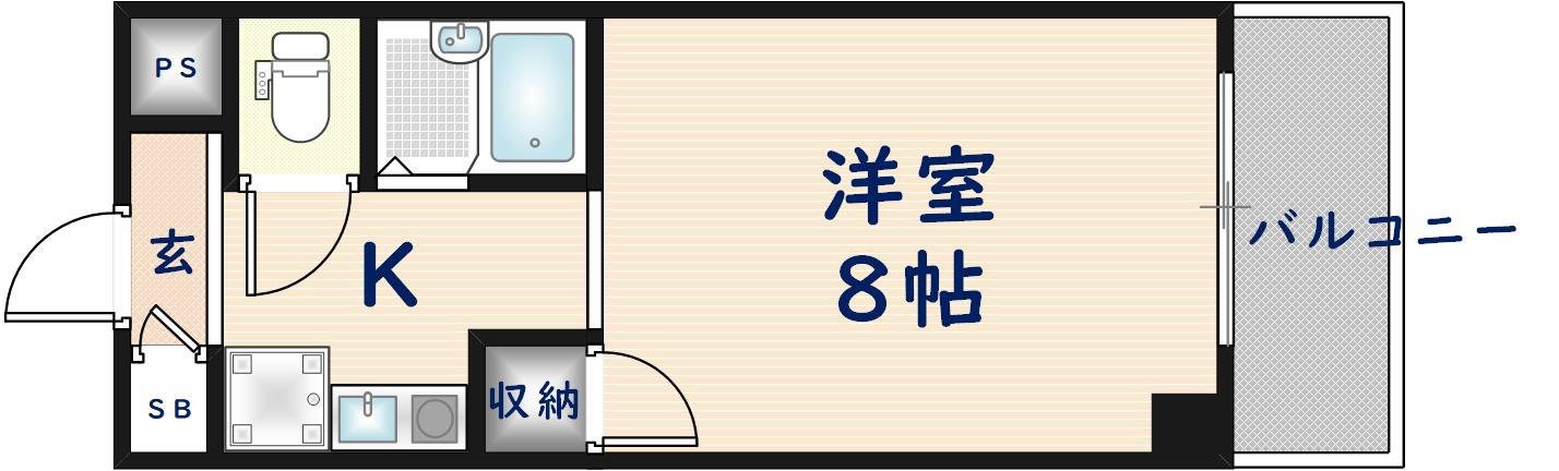 八戸ノ里HIROビル(1K/7階)の間取り写真