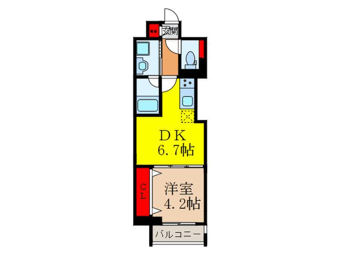 ルクラージュ室町(1DK/5階)の間取り写真