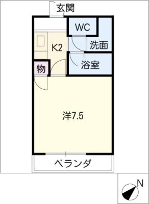 トーゴーハイツ(1K/3階)の間取り写真