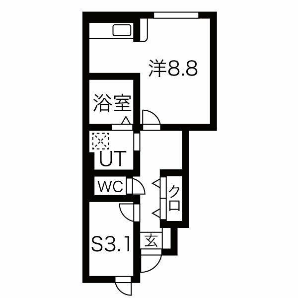ネオスカイ東山形(1LDK/1階)の間取り写真