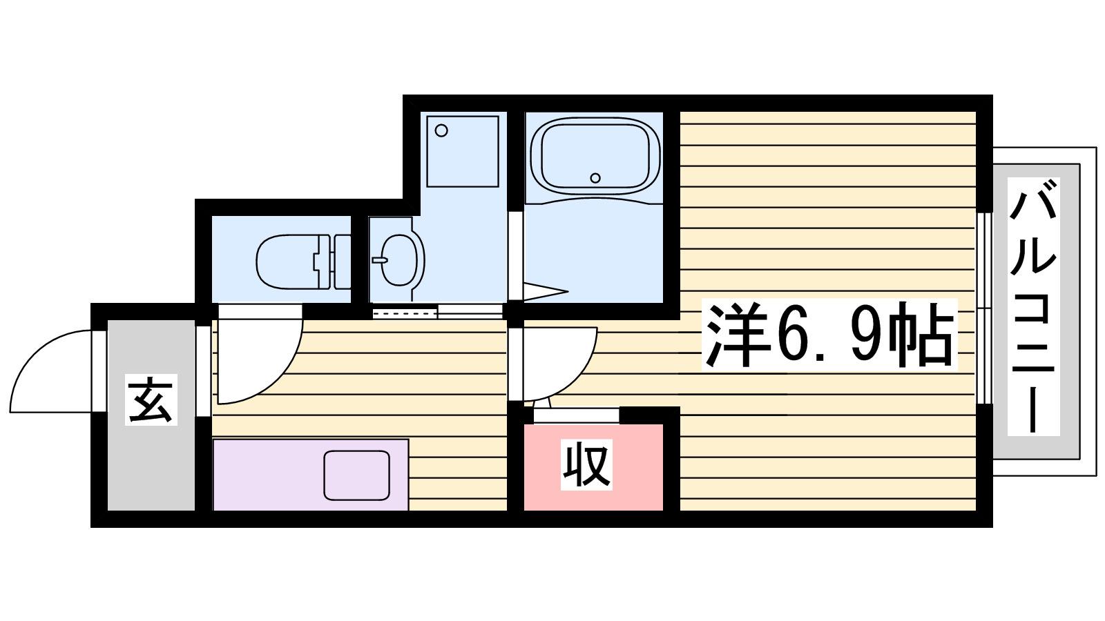 パークサイド足立(1K/1階)の間取り写真