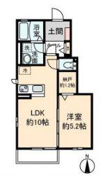 ブルーノ カーサC(1LDK/1階)の間取り写真