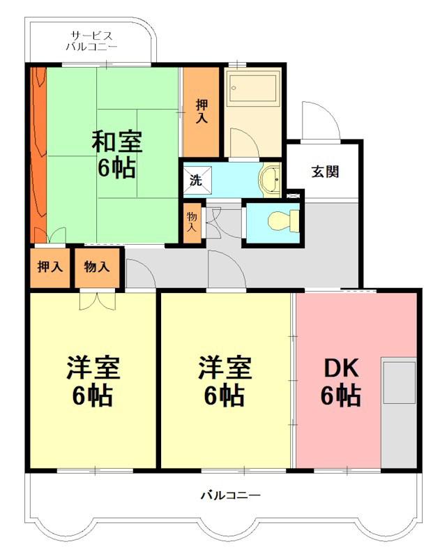 カサベルデ額田(3DK/1階)の間取り写真