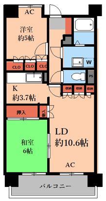 ヴィルドミール成城(2LDK/1階)の間取り写真