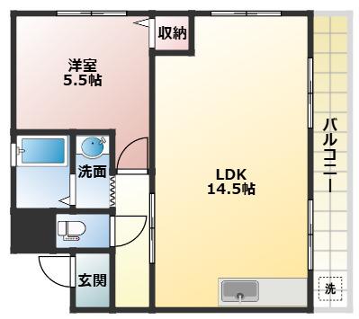 ルペール高見(1LDK/1階)の間取り写真