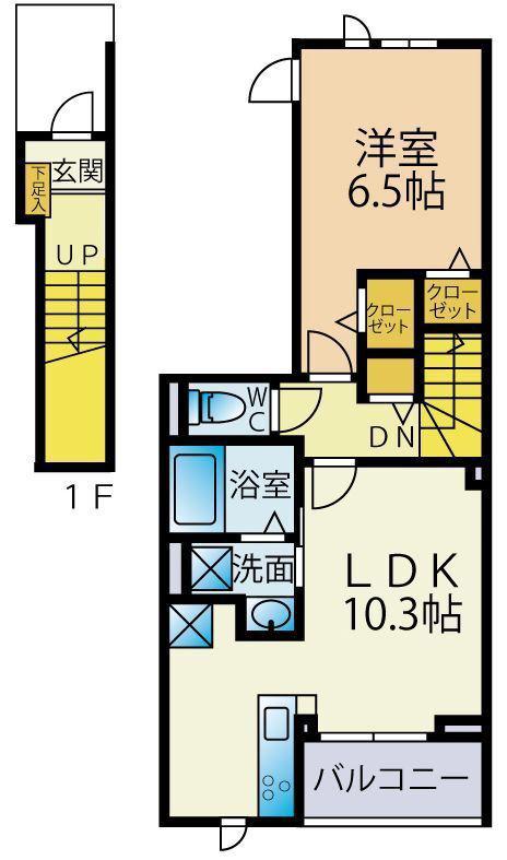 ラメゾン385(1LDK/2階)の間取り写真