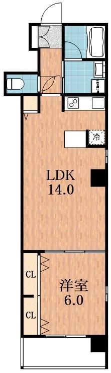 BROAD阿倍野阪南町RESIDENCE(1LDK/7階)の間取り写真