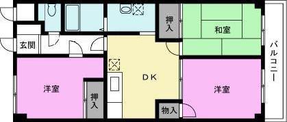 上原マンション(3DK/3階)の間取り写真