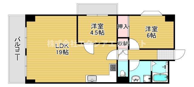 ハイム上福島(2LDK/11階)の間取り写真
