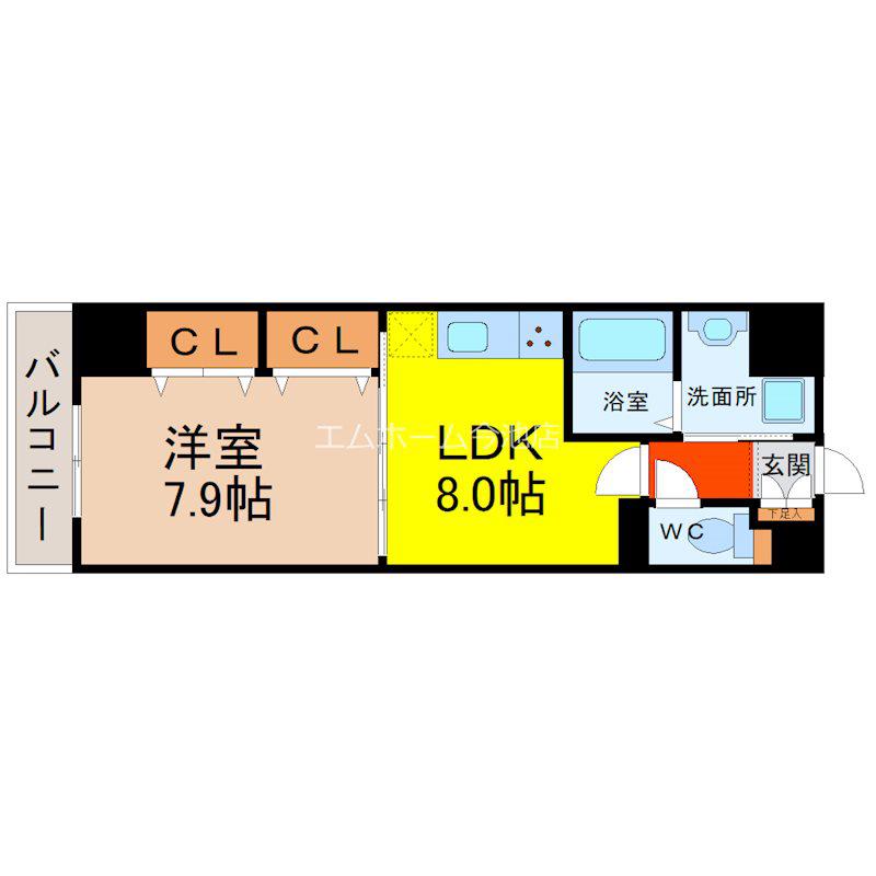 シャルール(1LDK/3階)の間取り写真