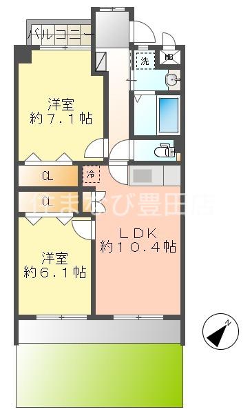 カーロ小坂(2LDK/1階)の間取り写真
