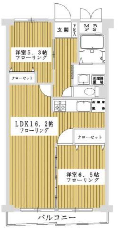 サンタウン立花(2LDK/9階)の間取り写真