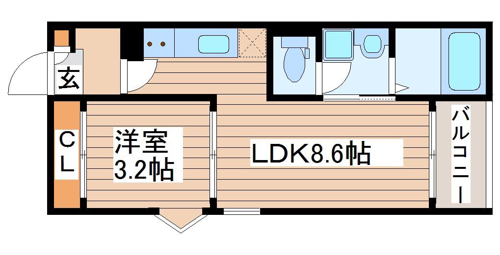REGALESTくるみ(1LDK/3階)の間取り写真