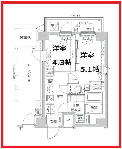 ルフレ プレミアム町屋(2K/10階)の間取り写真