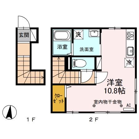 シャロン 2階の物件(ワンルーム/2階)の間取り写真