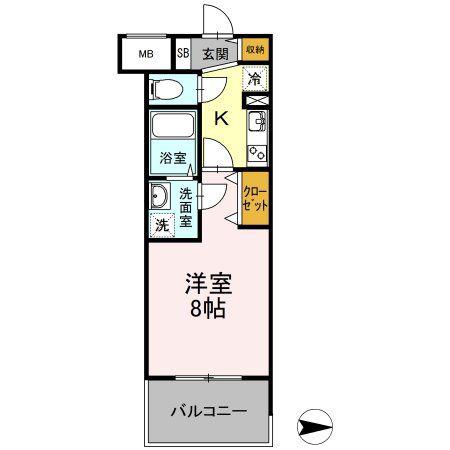 D-ROOM早稲田(1K/8階)の間取り写真