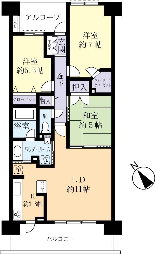 センチュリーつくばみらい平B626(3LDK/6階)の間取り写真