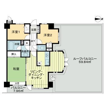 ライオンズマンション川越南古谷(3LDK/7階)の間取り写真