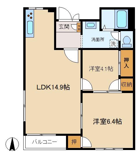 メゾン・ド・ミュゲ(2LDK/2階)の間取り写真