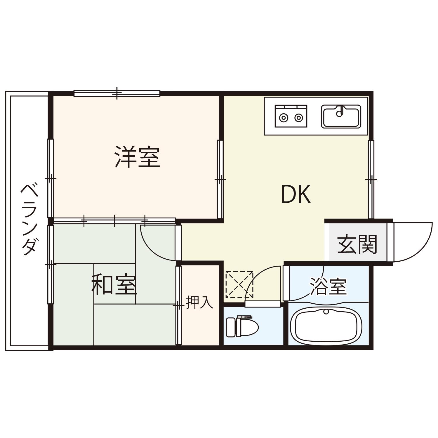 ポルテ東吉津(2DK/2階)の間取り写真