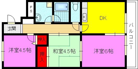 プチグレース(3DK/2階)の間取り写真